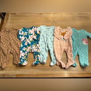 Set of 5 Baby Sleepers with Cute Patterns